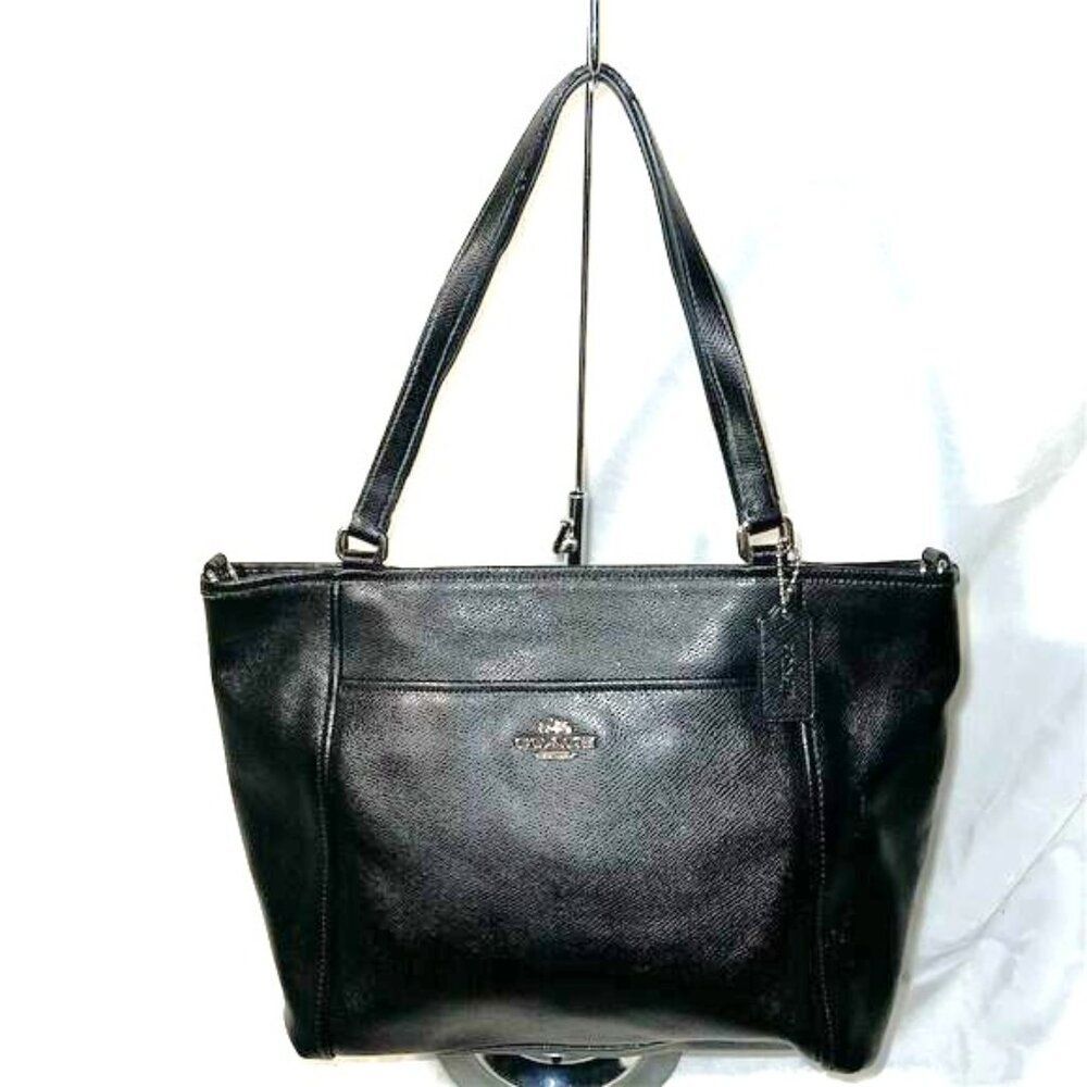 Coach Peyton Black Leather Tote Handbag Women's Shoulder Bag - Picture 3 of 12